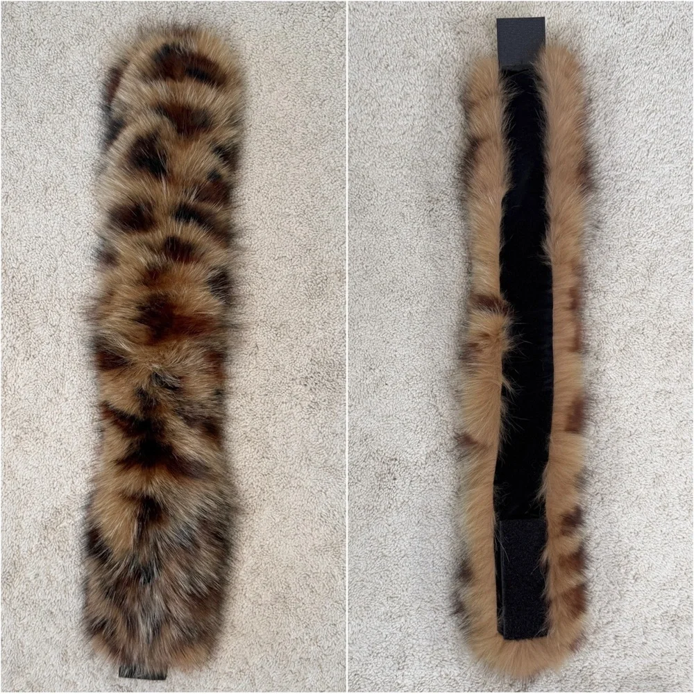 Genuine Dyed Fox Fur with Leopard Animal Print Headband Scarf Collar